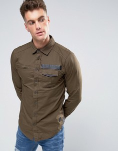 Рубашка узкого кроя в стиле милитари Blend - Коричневый