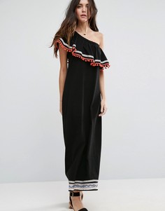 Сарафан макси на одно плечо с отделкой ASOS - Черный