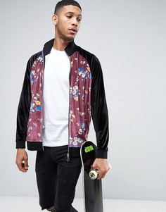Велюровая oversize-куртка с цветочным принтом ASOS - Черный