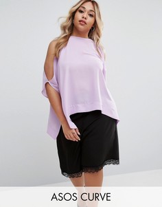 Футболка-кимоно с открытыми плечами ASOS CURVE - Фиолетовый