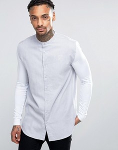 Рубашка скинни с трикотажными рукавами SikSilk - Серый