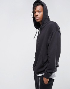 Oversize-худи черного цвета на молнии ASOS - Черный