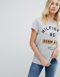 Футболка с логотипом металлик Hilfiger Denim - Серый