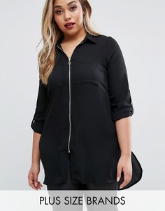 Удлиненная рубашка на молнии New Look Plus - Черный