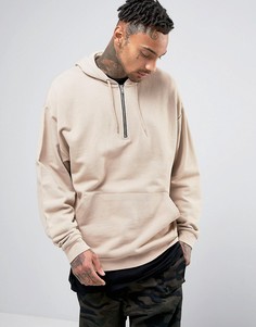 Oversize-худи бежевого цвета на молнии ASOS - Бежевый