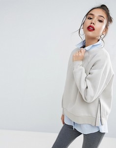 Свитер с молниями по бокам ASOS PREMIUM - Stone