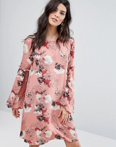 Платье с цветочным принтом и оборками Vila - Розовый