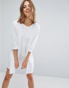 Хлопковое свободное платье с эластичными манжетами ASOS - Белый