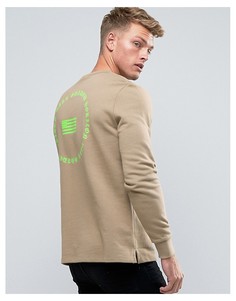 Свитшот с флуоресцентно-зеленым принтом флага ASOS - Бежевый