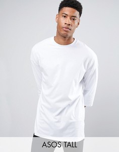 Белая oversize‑футболка с рукавами 3/4 ASOS TALL - Белый