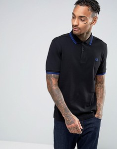 Черная футболка-поло узкого кроя из пике с отделкой Fred Perry - Черный