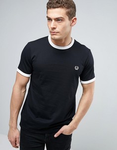 Черная футболка Fred Perry Ringer - Черный