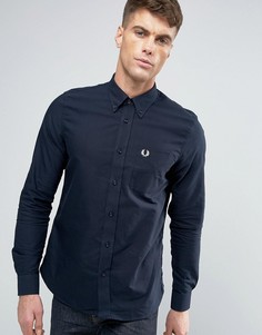 Темно-синяя узкая оксфордская рубашка на пуговицах Fred Perry - Темно-синий