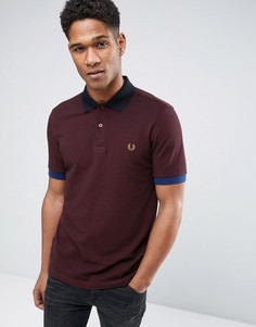 Красная узкая футболка-поло из пике в стиле колор блок Fred Perry - Красный