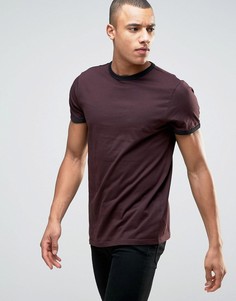 Бордовая футболка New Look Ringer - Красный