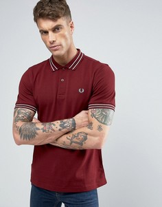 Красная узкая футболка-поло из пике с окантовкой Fred Perry - Красный