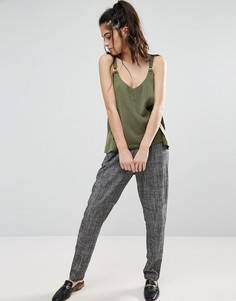 Строгие брюки из ткани с добавлением льна Only - Серый