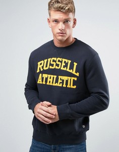 Свитшот с принтом логотипа Russell Athletic - Темно-синий
