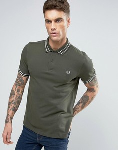 Зеленая узкая футболка-поло из пике с окантовкой Fred Perry - Зеленый
