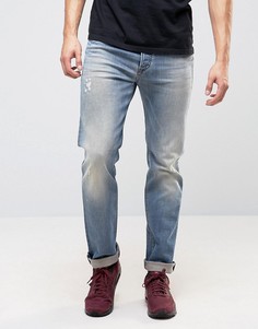 Выбеленные узкие джинсы Diesel Buster 0845F - Синий
