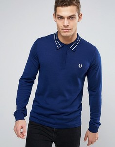 Темно-синее вязаное поло с контрастной отделкой Fred Perry Tramline - Темно-синий