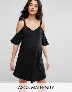 Платье-комбинация с открытыми плечами ASOS Maternity - Черный