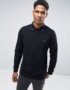 Черная узкая футболка-поло из пике с двойным кантом Fred Perry - Черный