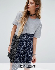 Свободное платье из комбинированных материалов Reclaimed Vintage - Мульти