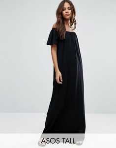 Платье макси с открытыми плечами ASOS TALL - Черный