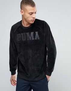 Черный бархатный oversize‑свитшот Puma - Черный