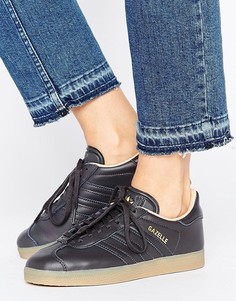 Черные кожаные кроссовки с каучуковой подошвой adidas Originals Gazelle - Черный