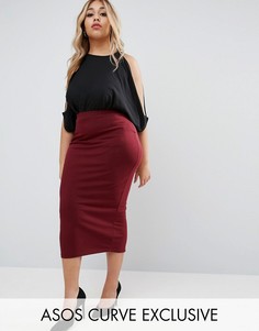 Трикотажная юбка-карандаш миди ASOS CURVE - Красный