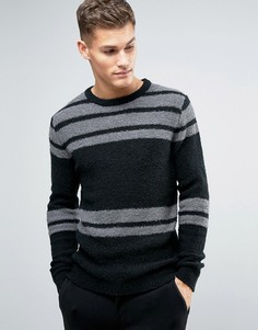Вязаный джемпер в полоску Selected Homme - Черный