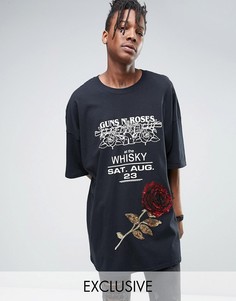 Oversize-футболка с украшенной пайетками розой Reclaimed Vintage - Черный