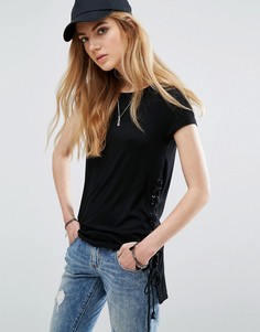 Футболка со шнуровкой сбоку Brave Soul - Черный