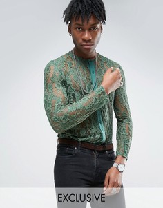 Кружевная рубашка классического кроя Reclaimed Vintage - Зеленый