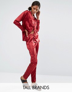 Комбинируемые брюки в пижамном стиле с окантовкой Daisy Street Tall - Красный