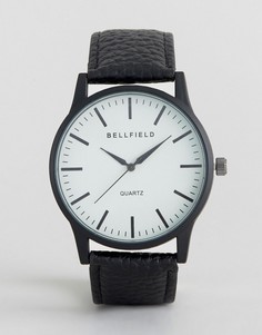 Черные часы с круглым белым циферблатом Bellfield - Черный