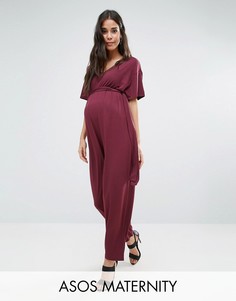 Комбинезон для беременных с рукавами-кимоно и ремнем ASOS Maternity - Красный