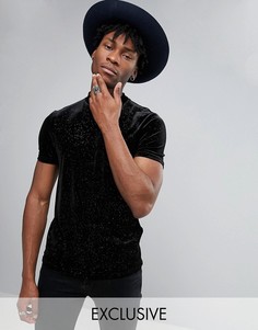 Велюровая футболка с высоким воротом Reclaimed Vintage - Черный