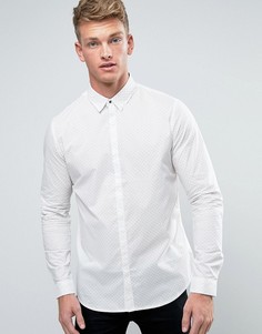 Кремовая рубашка классического кроя с геометрическим принтом New Look - Белый