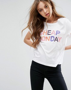 Футболка с логотипом в цветочном стиле Cheap Monday - Белый