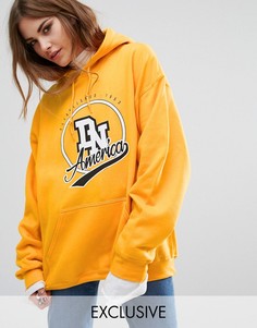 Oversize-худи с принтом в университетском стиле Reclaimed Vintage - Желтый