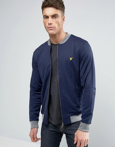 Темно-синяя куртка-пилот с контрастной отделкой в рубчик и логотипом Lyle &amp; Scott - Темно-синий