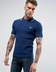 Сине-белое фактурное поло Fred Perry Laurel Wreath - Темно-синий