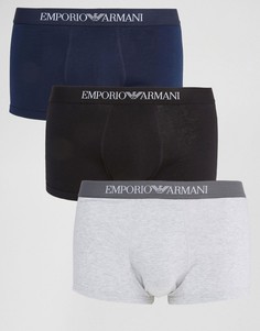 3 хлопковых бокеров‑брифов Emporio Armani - Мульти