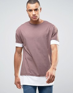 Длинная ярусная футболка лилового цвета New Look - Фиолетовый