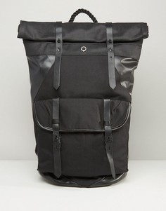 Парусиновый рюкзак ролл-топ с кожаной отделкой Stighlorgan Ronan - Черный