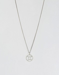 Fashionology Sterling Silver Gemini Zodiac Necklace - Серебряный