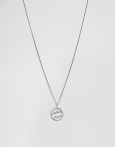 Fashionology Sterling Silver Aquarius Zodiac Necklace - Серебряный